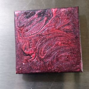 Red black goth punk glitter art artist painting magnet mini miniature canvas